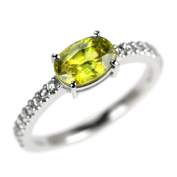 Pt900 スフェーン ダイヤモンド リング 1.25ct D0.18ct
