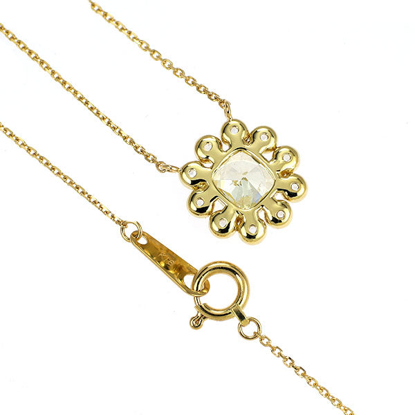 K18YG クッション/ローズカット ダイヤモンド ペンダントネックレス 1.01ct D0.22ct