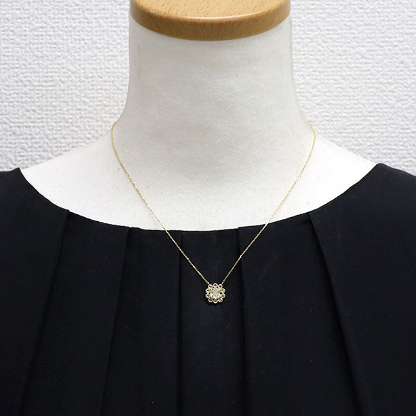 K18YG クッション/ローズカット ダイヤモンド ペンダントネックレス 1.01ct D0.22ct