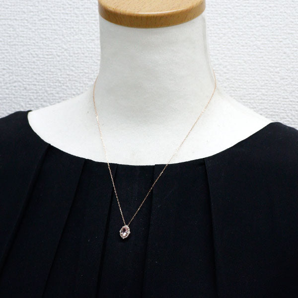 K18PG モルガナイト ダイヤモンド ペンダントネックレス 0.70ct D0.17ct