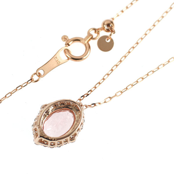 K18PG モルガナイト ダイヤモンド ペンダントネックレス 0.70ct D0.17ct