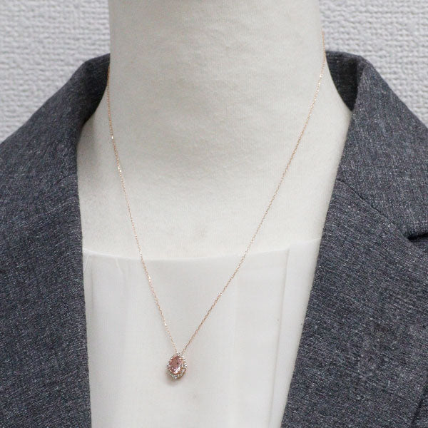 K18PG モルガナイト ダイヤモンド ペンダントネックレス 0.70ct D0.17ct