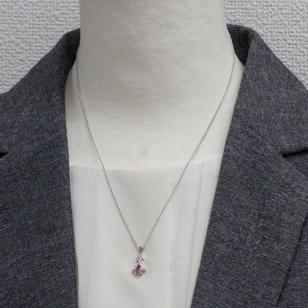 K18WG ファンシーカラーサファイア ダイヤモンド ペンダントネックレス 0.563ct D0.14ct