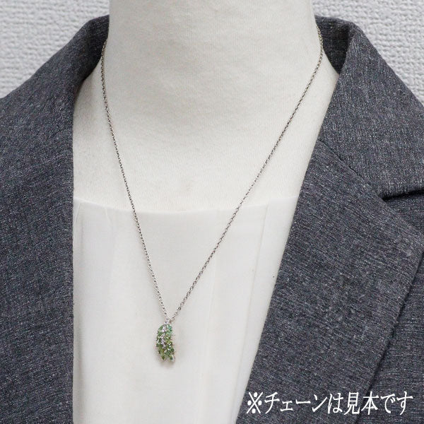 希少 K18WG デマントイドガーネット ダイヤモンド ペンダントトップ 0.84ct D0.05ct 植物