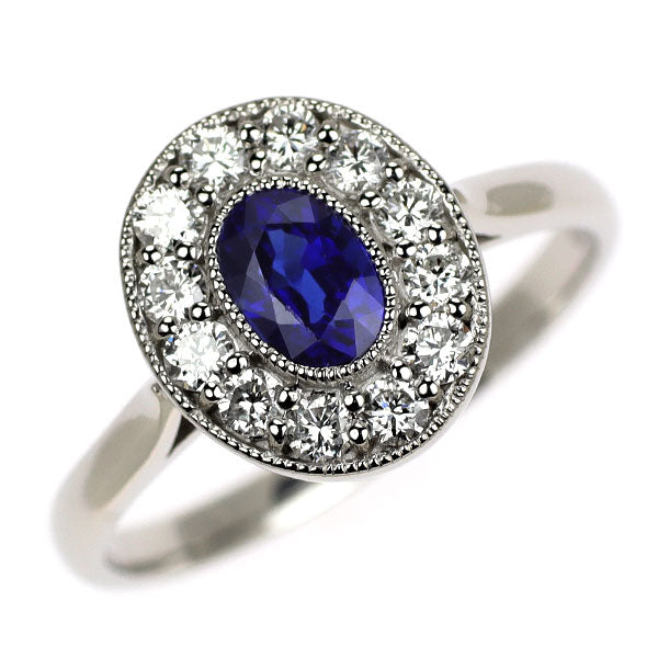 Pt900 サファイア ダイヤモンド リング 0.50ct D0.35ct