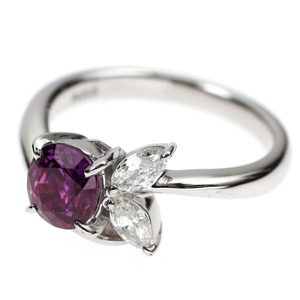 Pt900 パープルサファイア ダイヤモンド リング 1.37ct D0.27ct