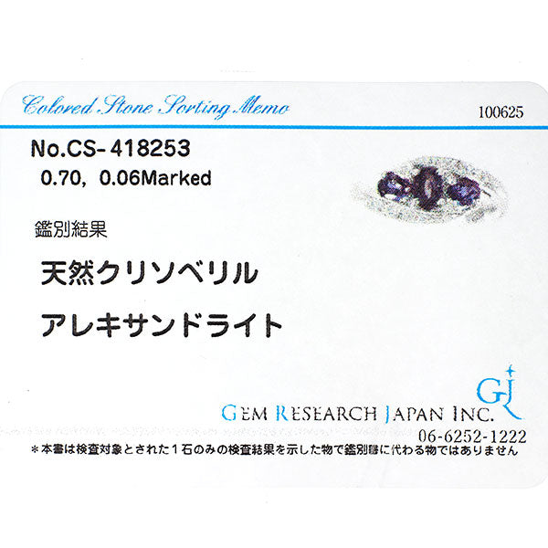 希少 Pt900 アレキサンドライト ダイヤモンド リング 0.70ct D0.06ct