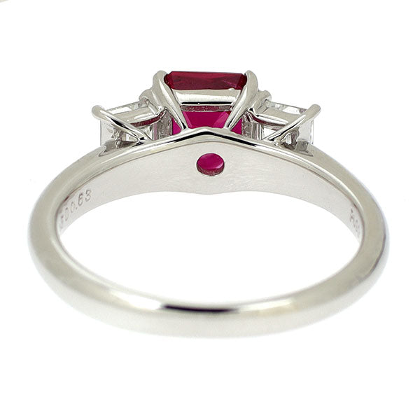 Pt900 ビルマ/ミャンマー産 ルビー ダイヤモンド リング 1.35ct D0.63ct