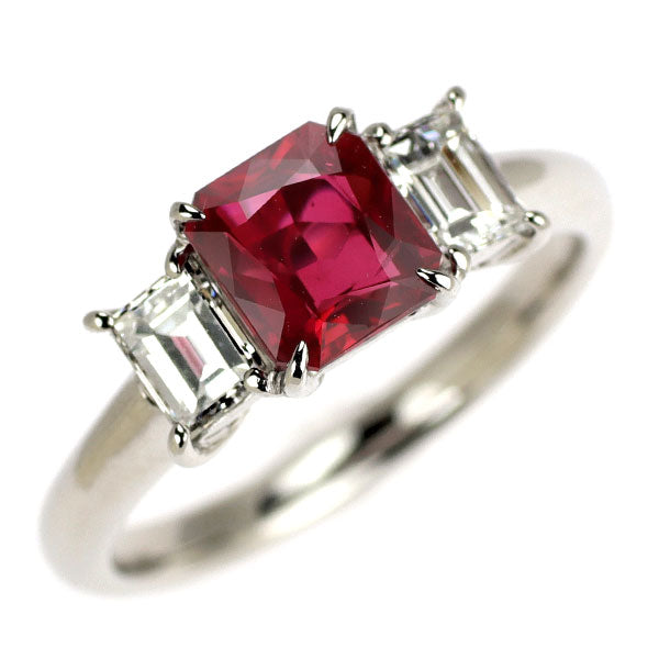 Pt900 ビルマ/ミャンマー産 ルビー ダイヤモンド リング 1.35ct D0.63ct
