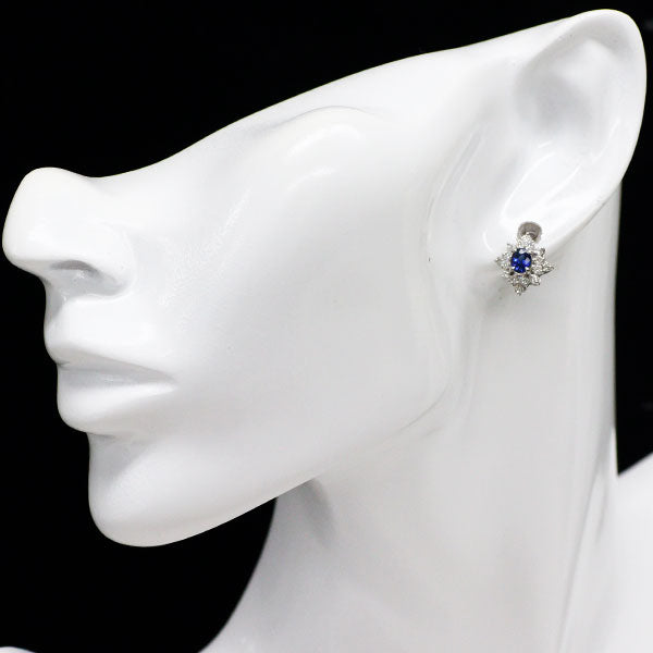 Pt900 サファイア ダイヤモンド ピアス 0.88ct D0.66ct