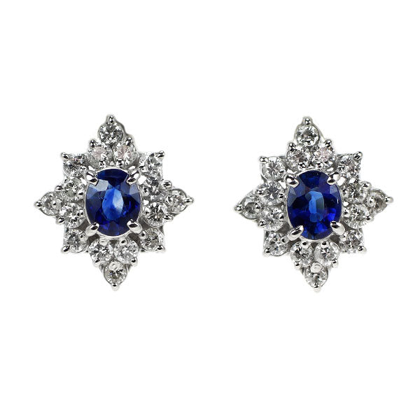 Pt900 サファイア ダイヤモンド ピアス 0.88ct D0.66ct