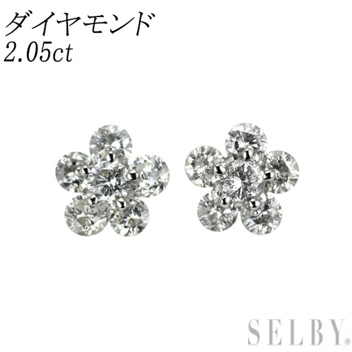 Pt900 ダイヤモンド ピアス 2.05ct フラワー — セルビーオンラインストア
