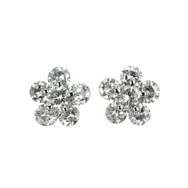 Pt900 ダイヤモンド ピアス 2.05ct フラワー