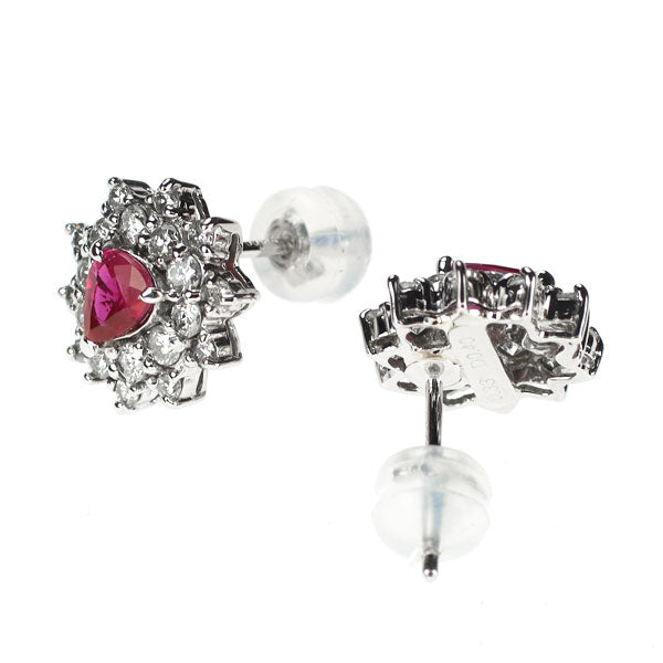 Pt900 ルビー ダイヤモンド ピアス 0.65ct D0.80ct