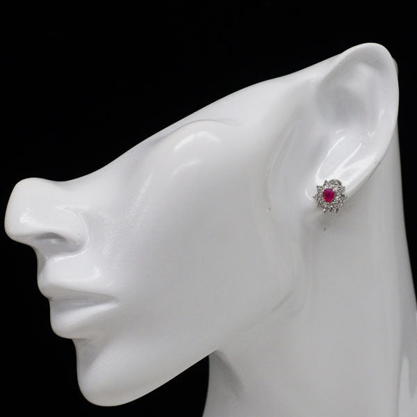 Pt900 ルビー ダイヤモンド ピアス 0.65ct D0.80ct