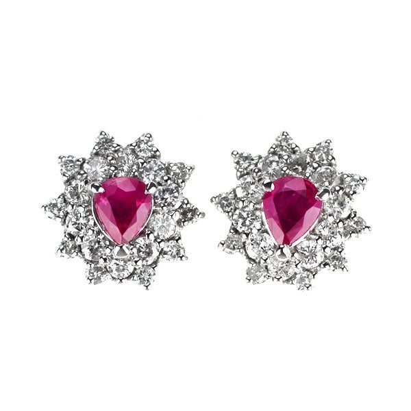 Pt900 ルビー ダイヤモンド ピアス 0.65ct D0.80ct
