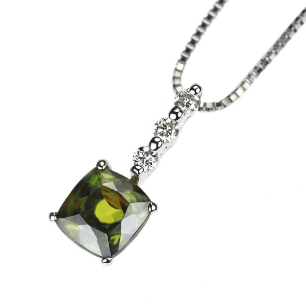 Pt900/ Pt850 スフェーン ダイヤモンド ペンダントネックレス 1.26ct D0.09ct