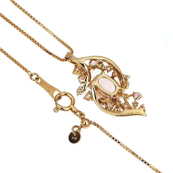 K18PG モルガナイト ピンクトルマリン/サファイア ダイヤモンド ペンダントネックレス 0.94ct T0.09ct S0.18ct D0.13ct