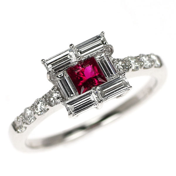 K18WG ルビー ダイヤモンド リング 0.23ct D0.53ct