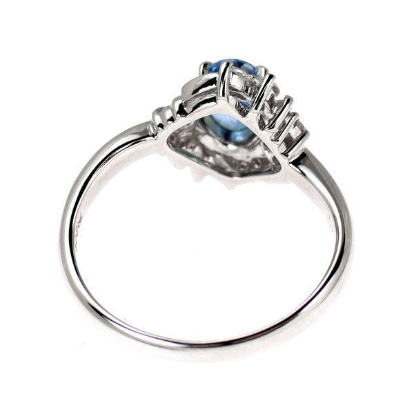 Pt900 サンタマリア アクアマリン ダイヤモンド リング 0.58ct D0.30ct