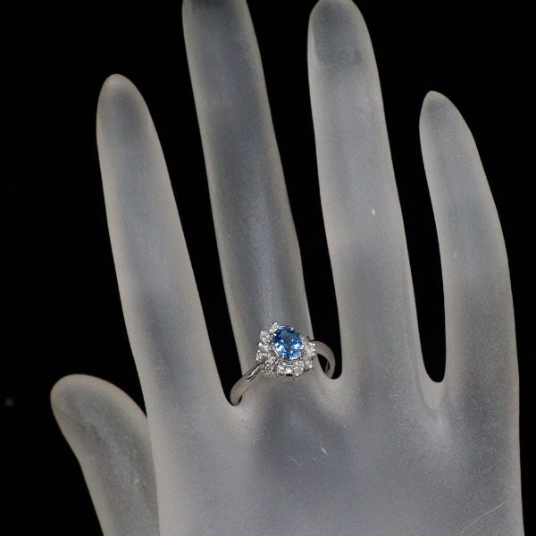 Pt900 サンタマリア アクアマリン ダイヤモンド リング 0.58ct D0.30ct