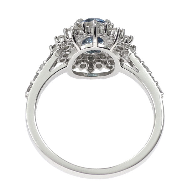 Pt950 サンタマリア アクアマリン ダイヤモンド リング 0.709ct D0.78ct