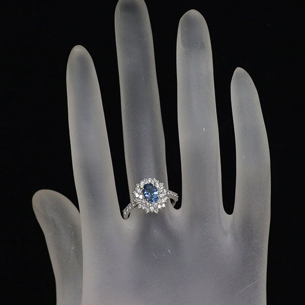 Pt950 サンタマリア アクアマリン ダイヤモンド リング 0.709ct D0.78ct