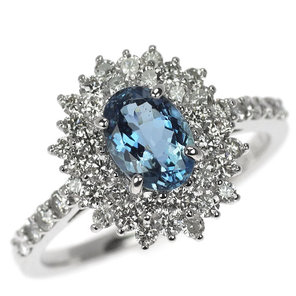 Pt950 サンタマリア アクアマリン ダイヤモンド リング 0.709ct D0.78ct