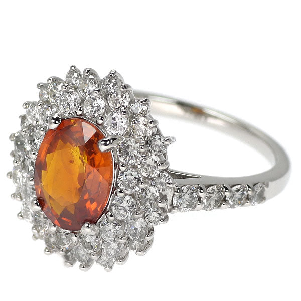 Pt950 オレンジサファイア ダイヤモンド リング 1.963ct D1.34ct