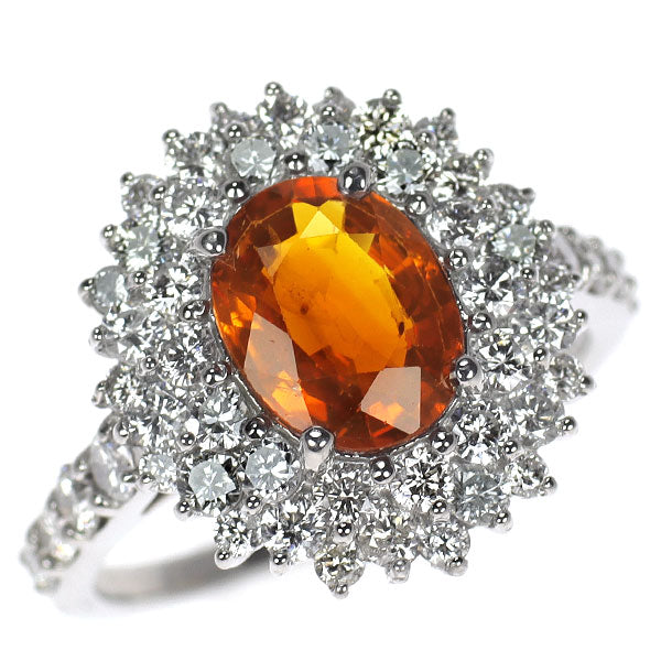 Pt950 オレンジサファイア ダイヤモンド リング 1.963ct D1.34ct