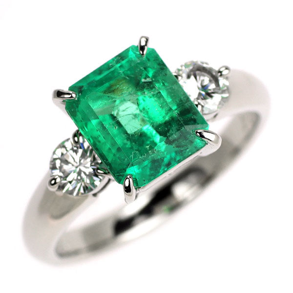 Pt900 エメラルド ダイヤモンド リング 1.88ct D0.44ct