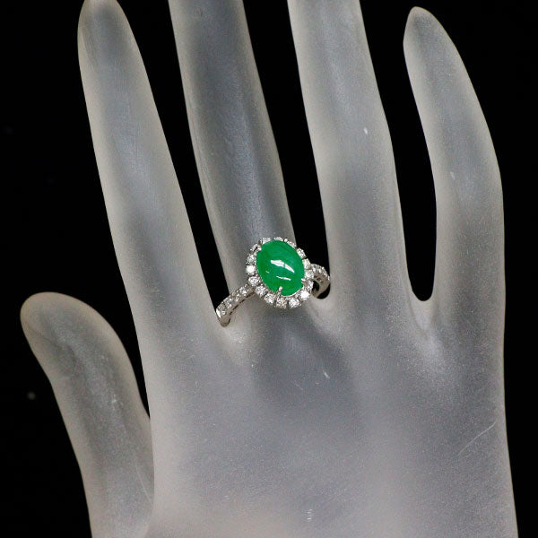 Pt950 樹脂含浸なし 翡翠/ヒスイ ダイヤモンド リング 2.607ct D0.51ct