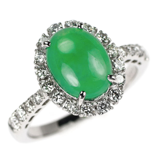 Pt950 樹脂含浸なし 翡翠/ヒスイ ダイヤモンド リング 2.607ct D0.51ct