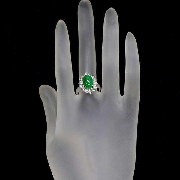 Pt900 翡翠 ダイヤモンド リング 4.70ct D1.04ct