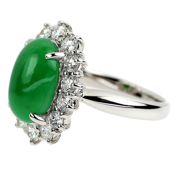 Pt900 翡翠 ダイヤモンド リング 4.70ct D1.04ct