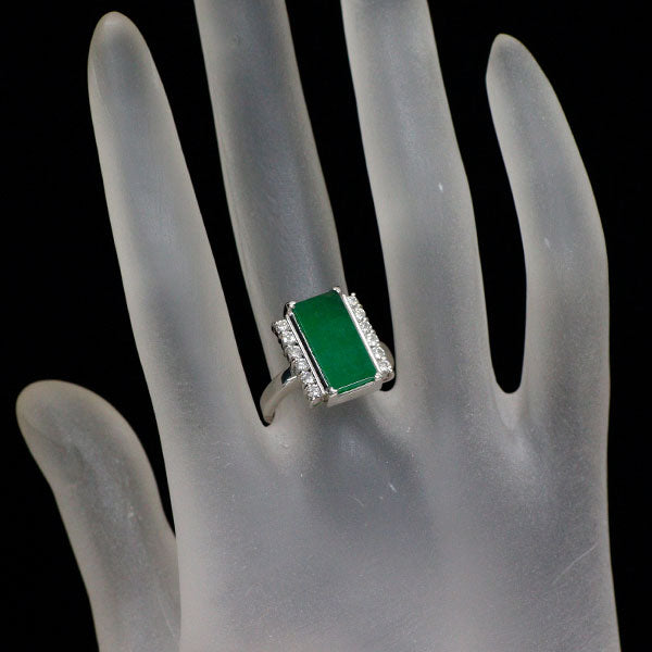 Pt900 翡翠 ダイヤモンド リング 4.09ct D0.41ct