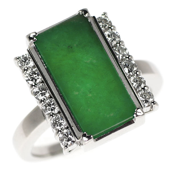 Pt900 翡翠 ダイヤモンド リング 4.09ct D0.41ct