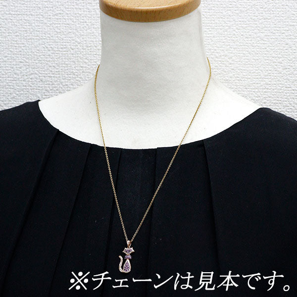 ブラックメッキ/ K18PG ピンクサファイア ダイヤモンド ペンダントトップ 0.31ct D0.42ct 猫
