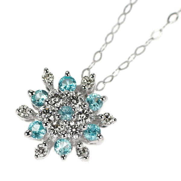 K18WG パライバトルマリン ダイヤモンド ペンダントネックレス 0.18ct D0.25ct