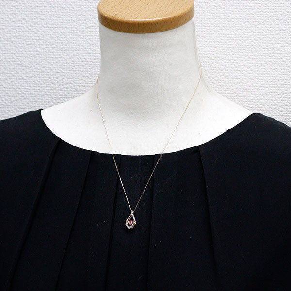 K18PG パパラチアサファイア ダイヤモンド ペンダントネックレス 0.200ct D0.18ct