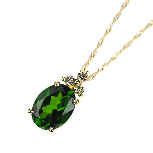 GSTV K18YG クロムダイオプサイド ダイヤモンド ペンダントネックレス 1.00ct D0.05ct