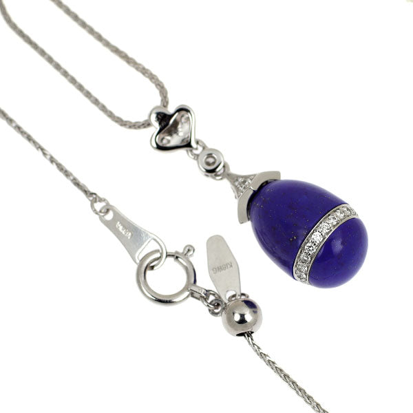 K18WG ラピスラズリ ダイヤモンド ペンダントネックレス D0.25ct 再仕上げ不可