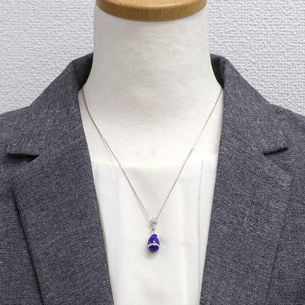 K18WG ラピスラズリ ダイヤモンド ペンダントネックレス D0.25ct 再仕上げ不可
