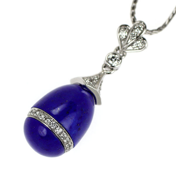 K18WG ラピスラズリ ダイヤモンド ペンダントネックレス D0.25ct 再仕上げ不可