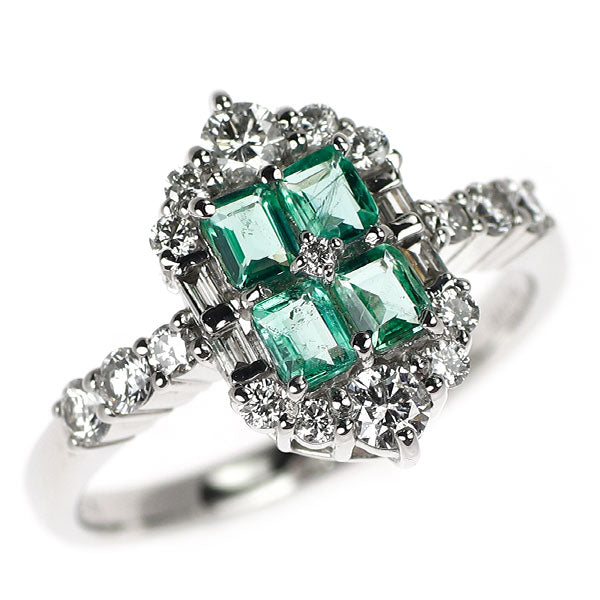 Pt900 エメラルド ダイヤモンド リング 0.56ct D0.45ct