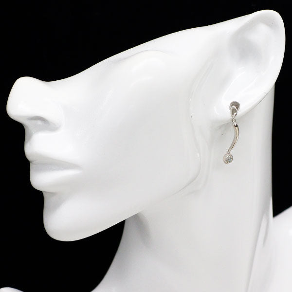 K18WG アイスブルー ダイヤモンド ピアス 0.04ct D0.24ct フラワー