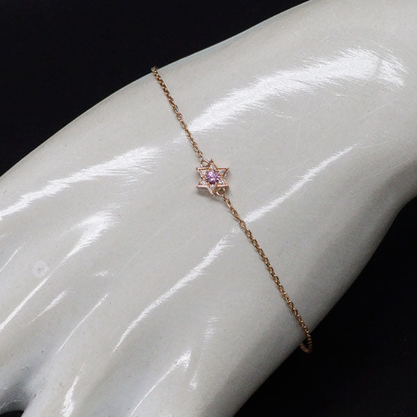 K18PG ピンクサファイア ダイヤモンド ブレスレット 0.09ct D0.02ct