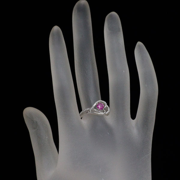 K18WG ピンクサファイア ダイヤモンド リング 0.42ct D0.20ct