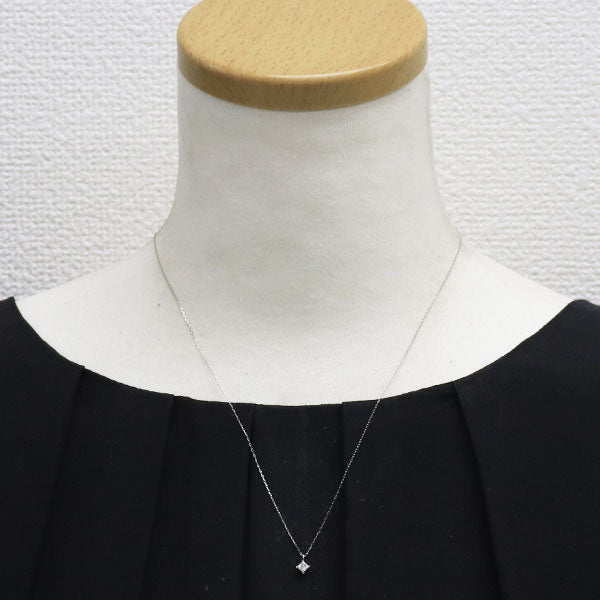 Pt900 プリンセスカット ダイヤモンド ペンダントネックレス 0.19ct