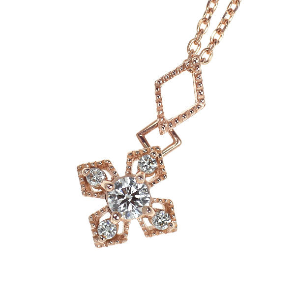 K10PG ダイヤモンド ペンダントネックレス 0.10ct D0.03ct クロス